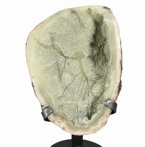 Prasiolite (Green Quartz) Geode With Metal Stand - Uruguay #99892